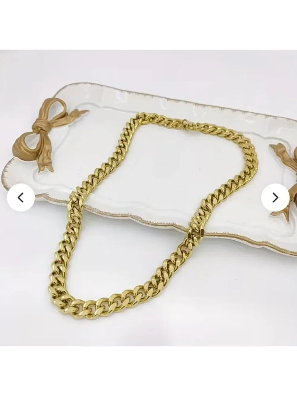 Stainless Steel Golden 9mm Choker Necklace, Six-Sided Polished Clavicle Chain
